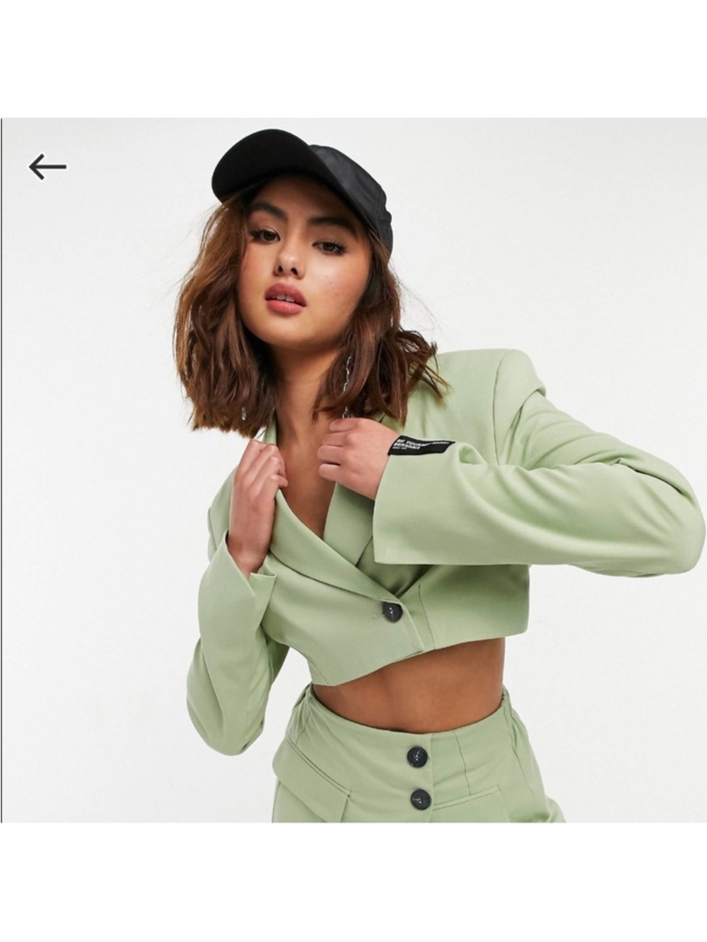 Bershka Cropped Green Blazer
